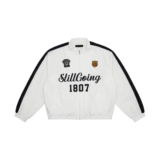 1807 Logo Print and Patch Sports Track Jacket | Face 3 Face