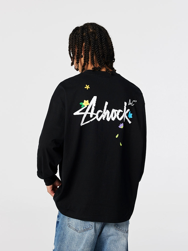 Achock Small Flower Logo Print Long Sleeve Tee | Face 3 Face