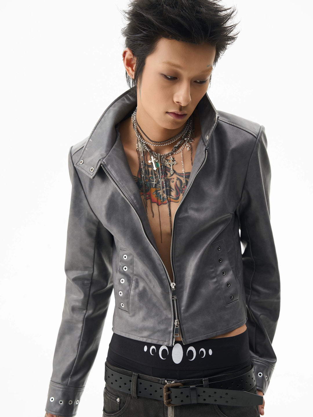 KARMANISTIC Racing Short Leather Jacket | Face 3 Face