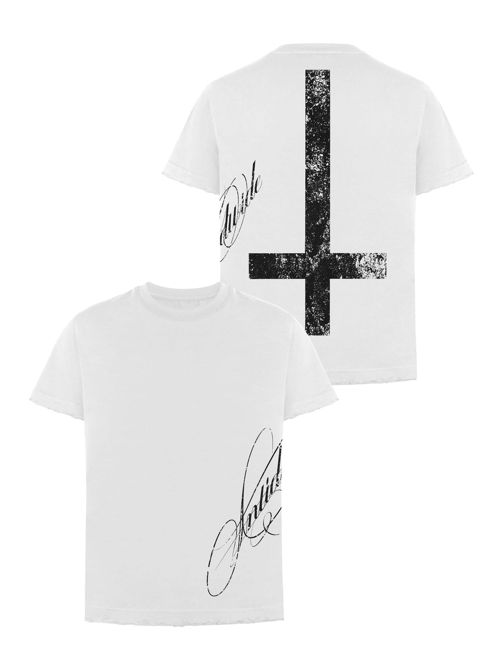 ANTIDOTE Faded Inverted Cross Back Print Short Sleeve Tee