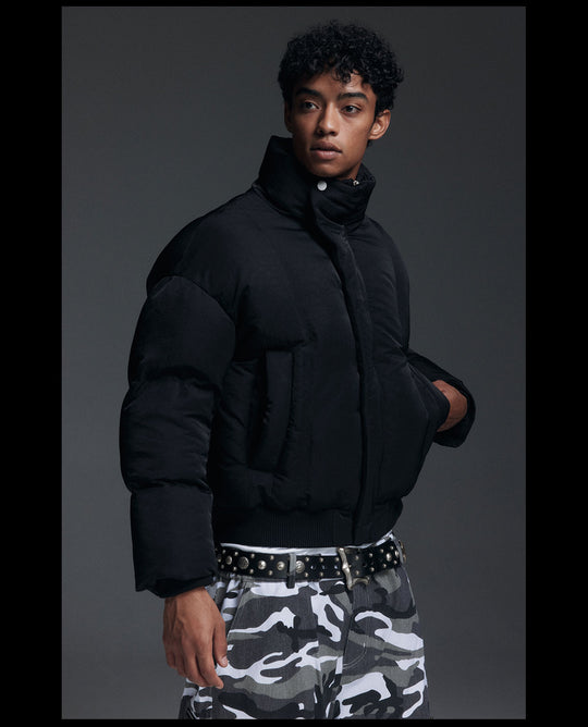 NOVACAM Stand-Up Collar Short Puffer Jacket | Face 3 Face