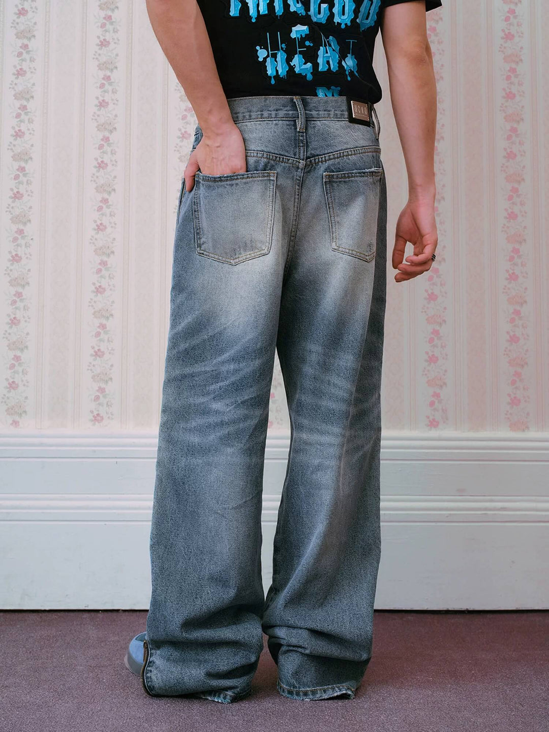 MEDM Side Zip Camouflage Washed Jeans | Face 3 Face