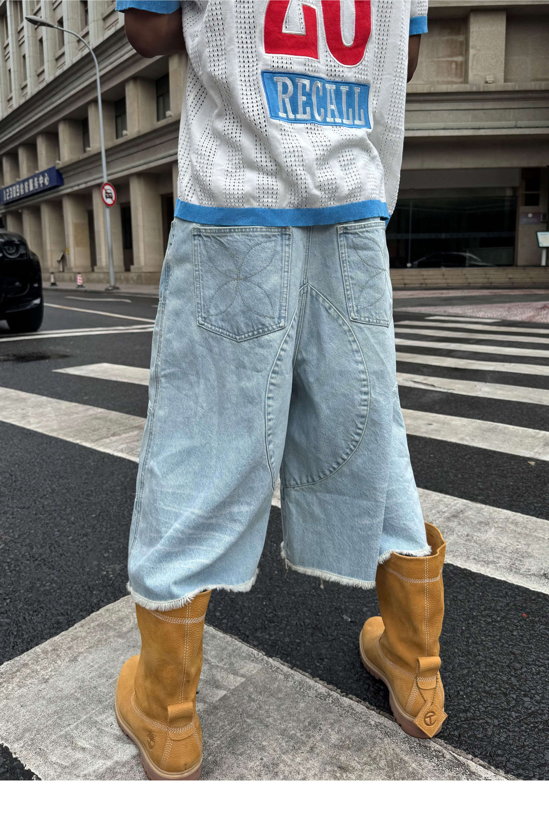 STEEPC Washed Distressed Button Fly Cutoff Baggy Denim Shorts | Face 3 Face