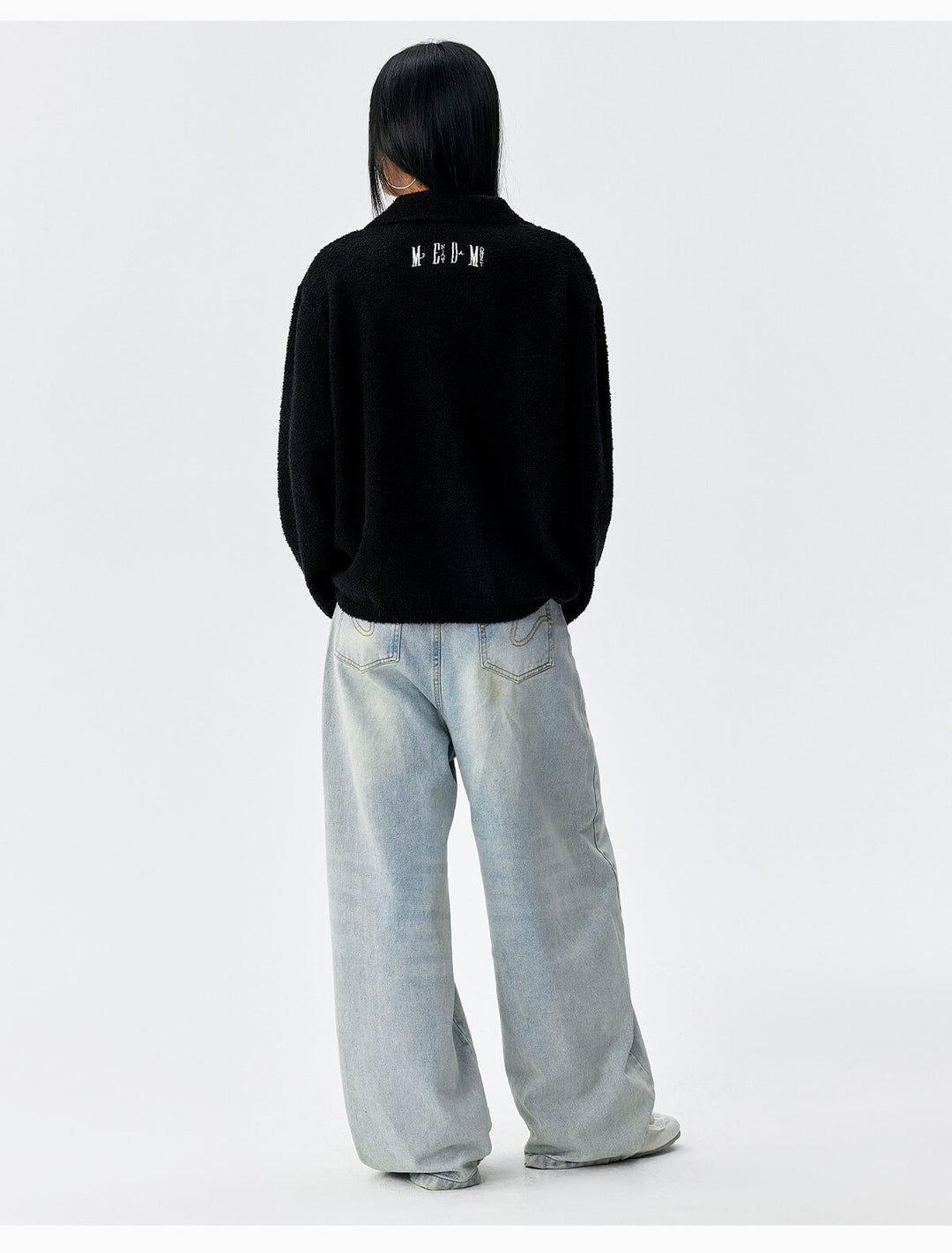 MEDM Coral Fleece Knit Long Sleeve Polo | Face 3 Face