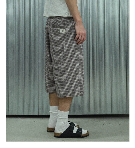 S45 Checkered Seersucker Baggy Shorts