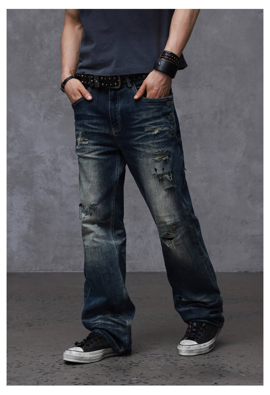 ANTIDOTE Stone Washed Ripped 3D Cut Jeans | Face 3 Face