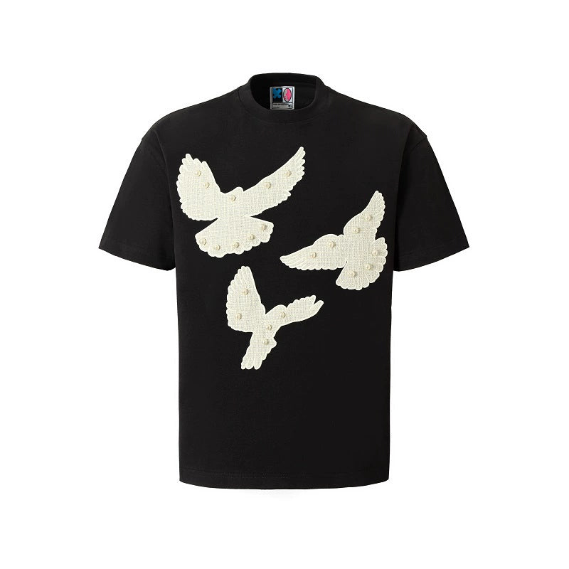 YADcrew Peace Dove Embroidered Patch Pearl Tee | Face 3 Face