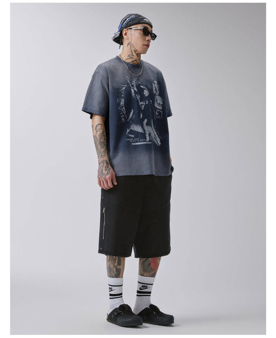F2CE Black Washed Distressed Baggy Shorts | Face 3 Face
