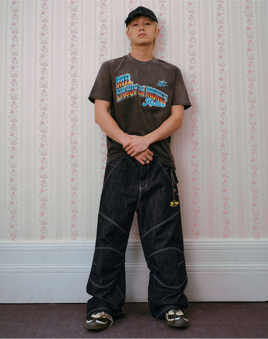 MEDM Reconstructed Contrast Stitch Baggy Jeans | Face 3 Face