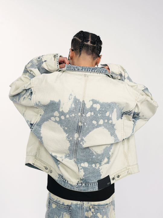1807 Bleached Dyed Embroidered Denim Jacket  | Face 3 Face