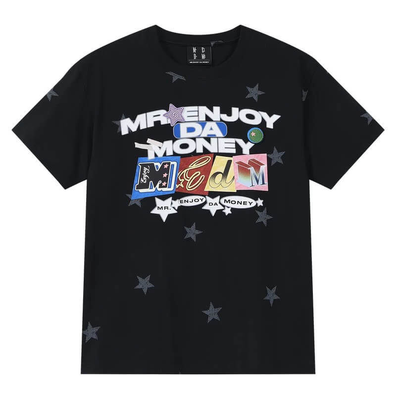 MEDM All Over Star and Graphic Logo Print Short Sleeve Tee | Face 3 Face