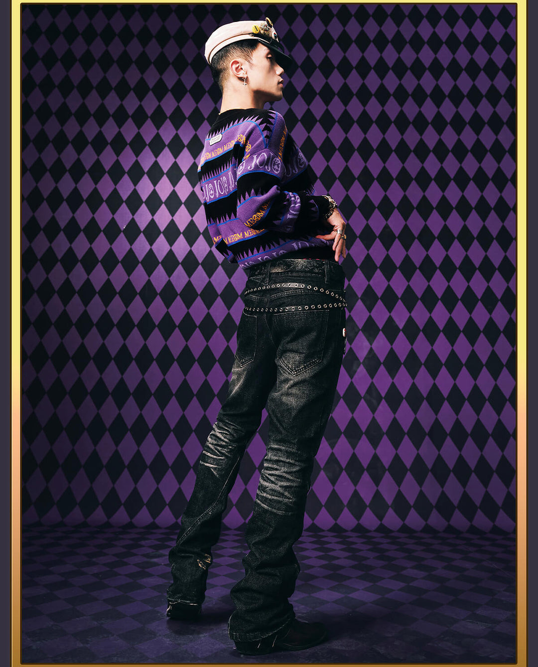 MEDM × JOJO Striped V Neck Knit Sweater | Face 3 Face