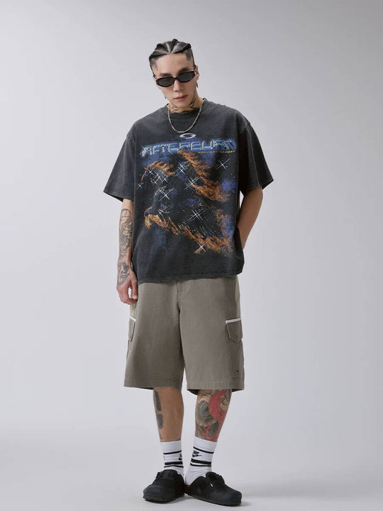 F2CE Galactic Flame Pegasus Vintage Heavy Wash Short Sleeve Tee | Face 3 Face