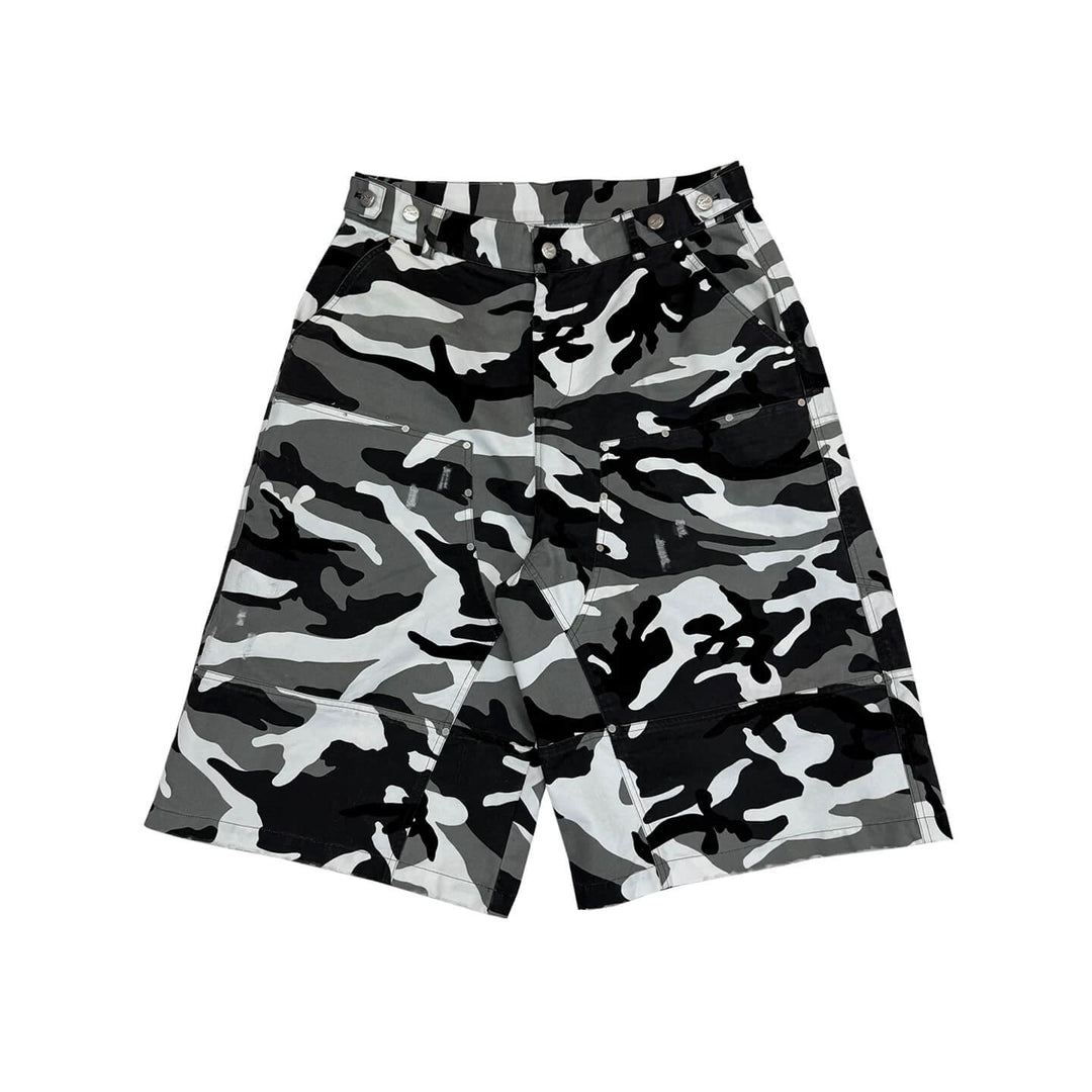 EVETS Camo Distressed Double Knee Baggy Work Shorts | Face 3 Face