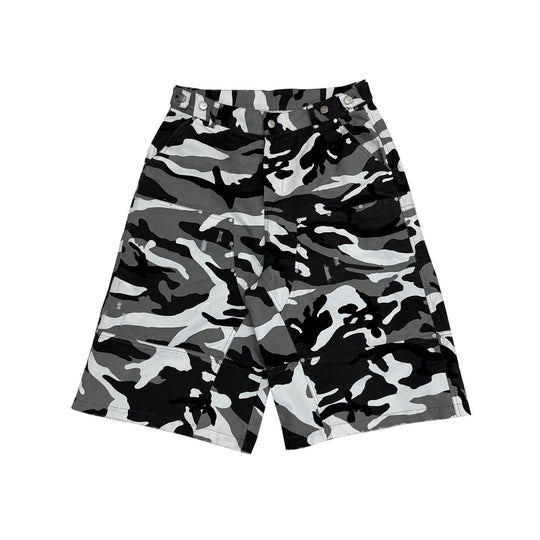 EVETS Camo Distressed Double Knee Baggy Work Shorts | Face 3 Face