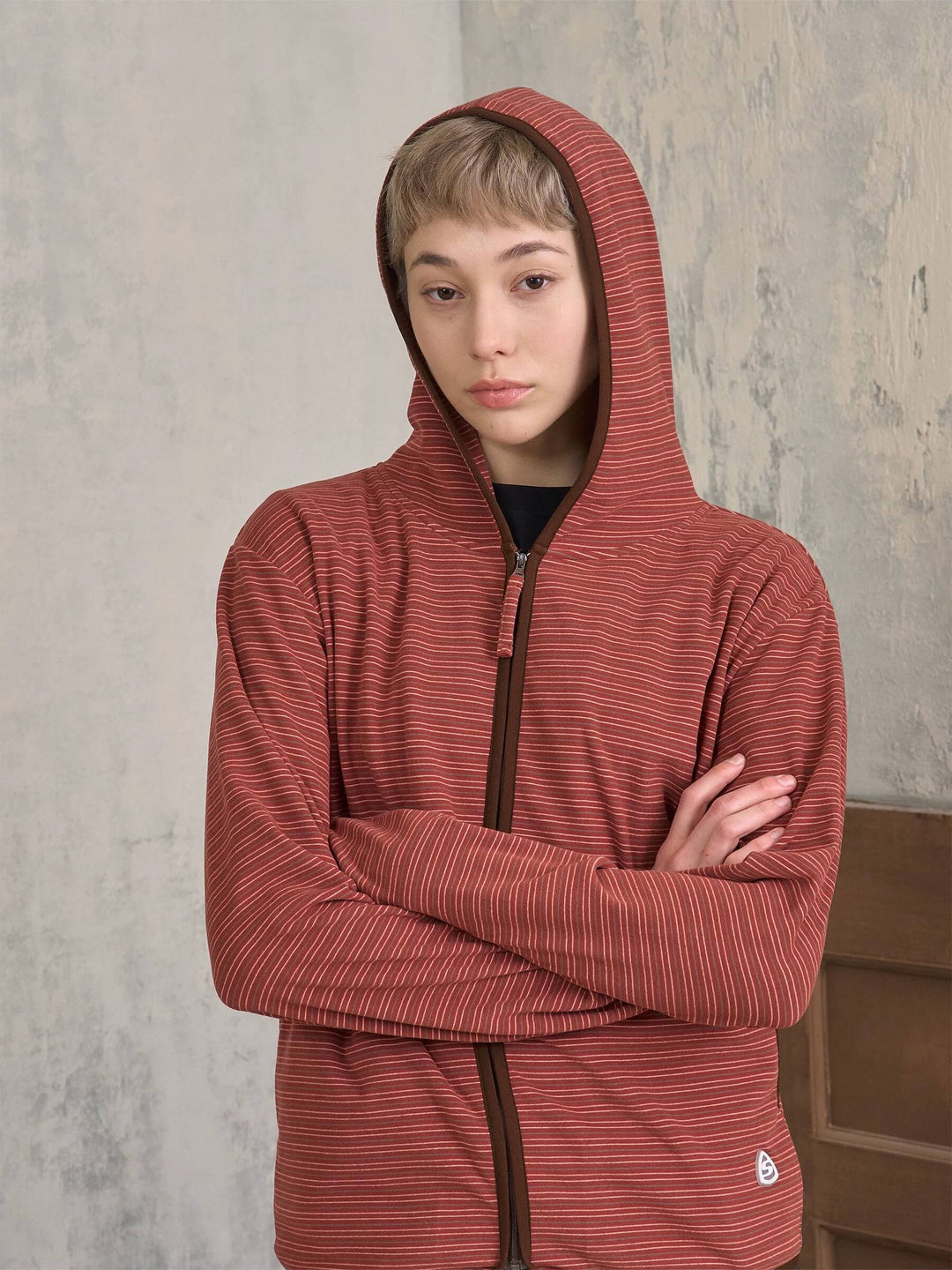 S45 Soft Textured Striped Zip Up Hoodie | Face 3 Face