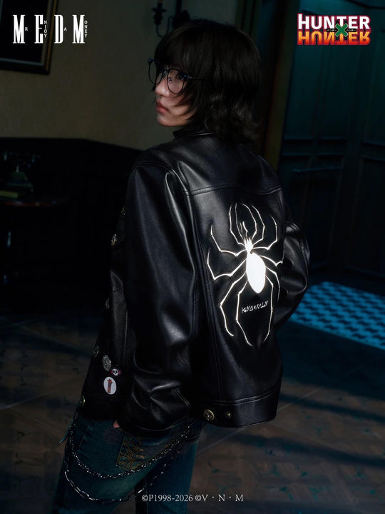 MEDM × HUNTER×HUNTER Phantom Troupe Spider Patch PU Leather Jacket