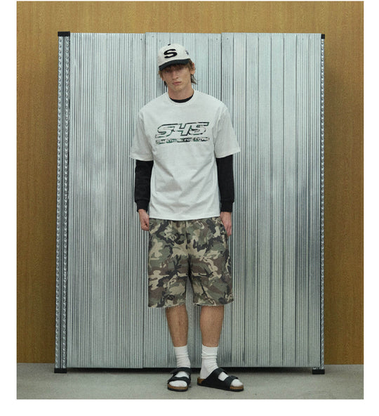 S45 Camouflage Cutoff Sweat Shorts | Face 3 Face
