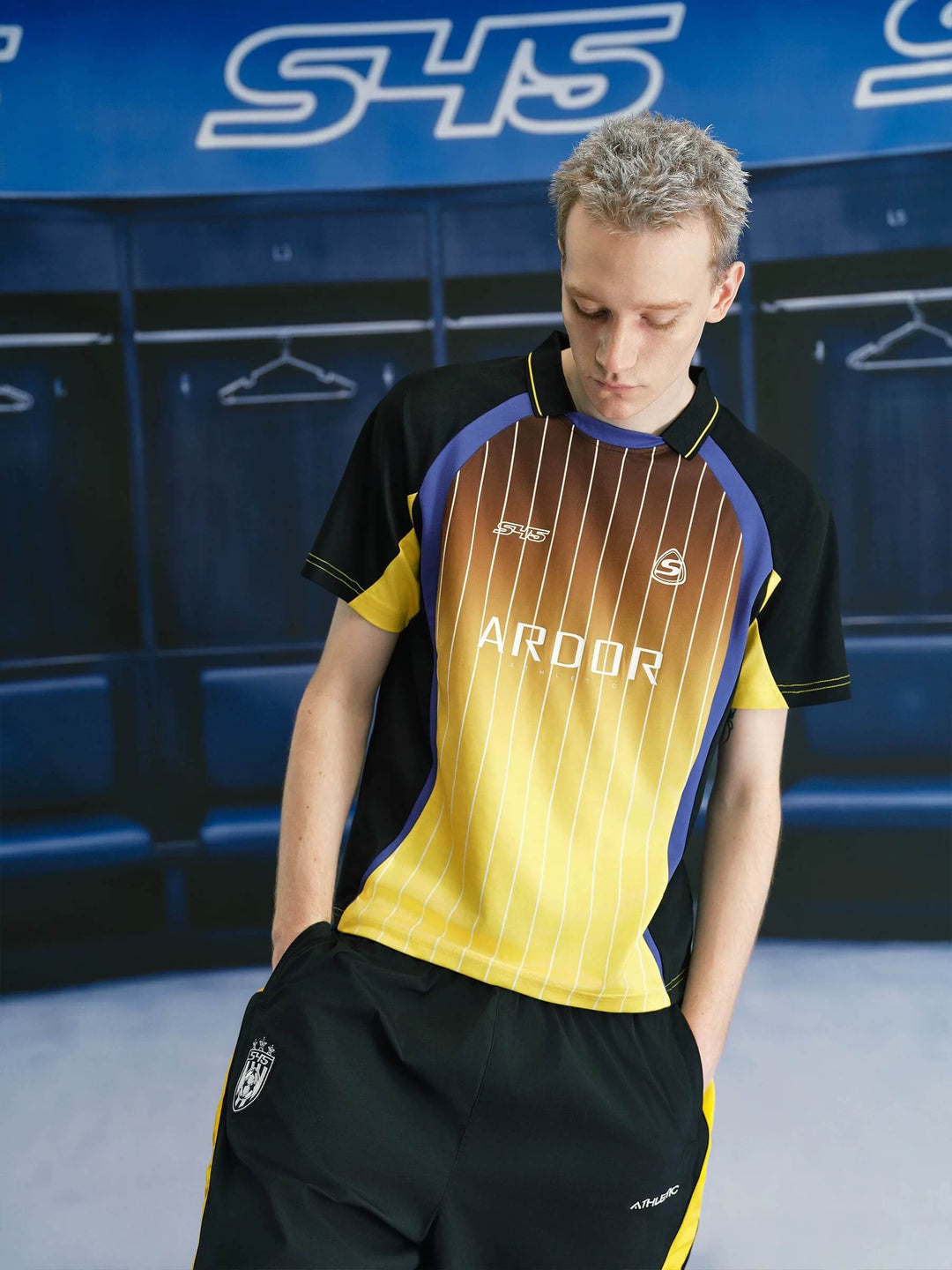 S45 Striped Gradient Short Sleeve Polo Soccer Jersey | Face 3 Face