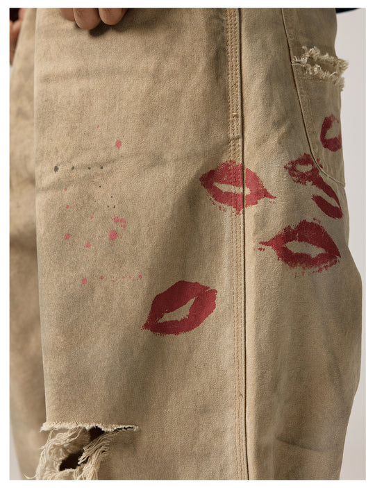 Remedy Kiss Mark Distressed Hole Work Painter Pants | Face 3 Face