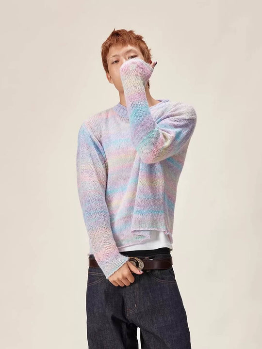 EVILKNIGHT(EK) Gradient Striped Knit Sweater | Face 3 Face