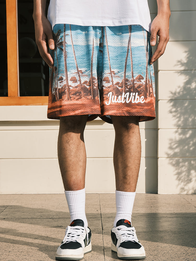 JUST VIBE Coconut Beach Mesh Basketball Shorts | Face 3 Face