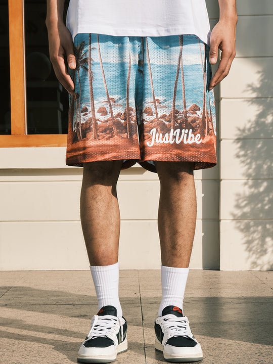 JUST VIBE Coconut Beach Mesh Basketball Shorts | Face 3 Face