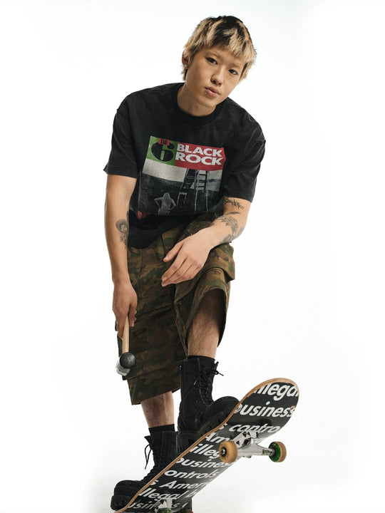 NOVACAM Vintage Rock Washed Black Stitch Tee | Face 3 Face