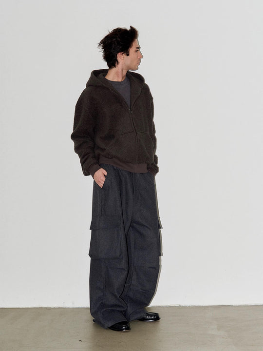 LIBERAFIT Wool Blend 3D Flap Pocket Baggy Cargo Pants | Face 3 Face