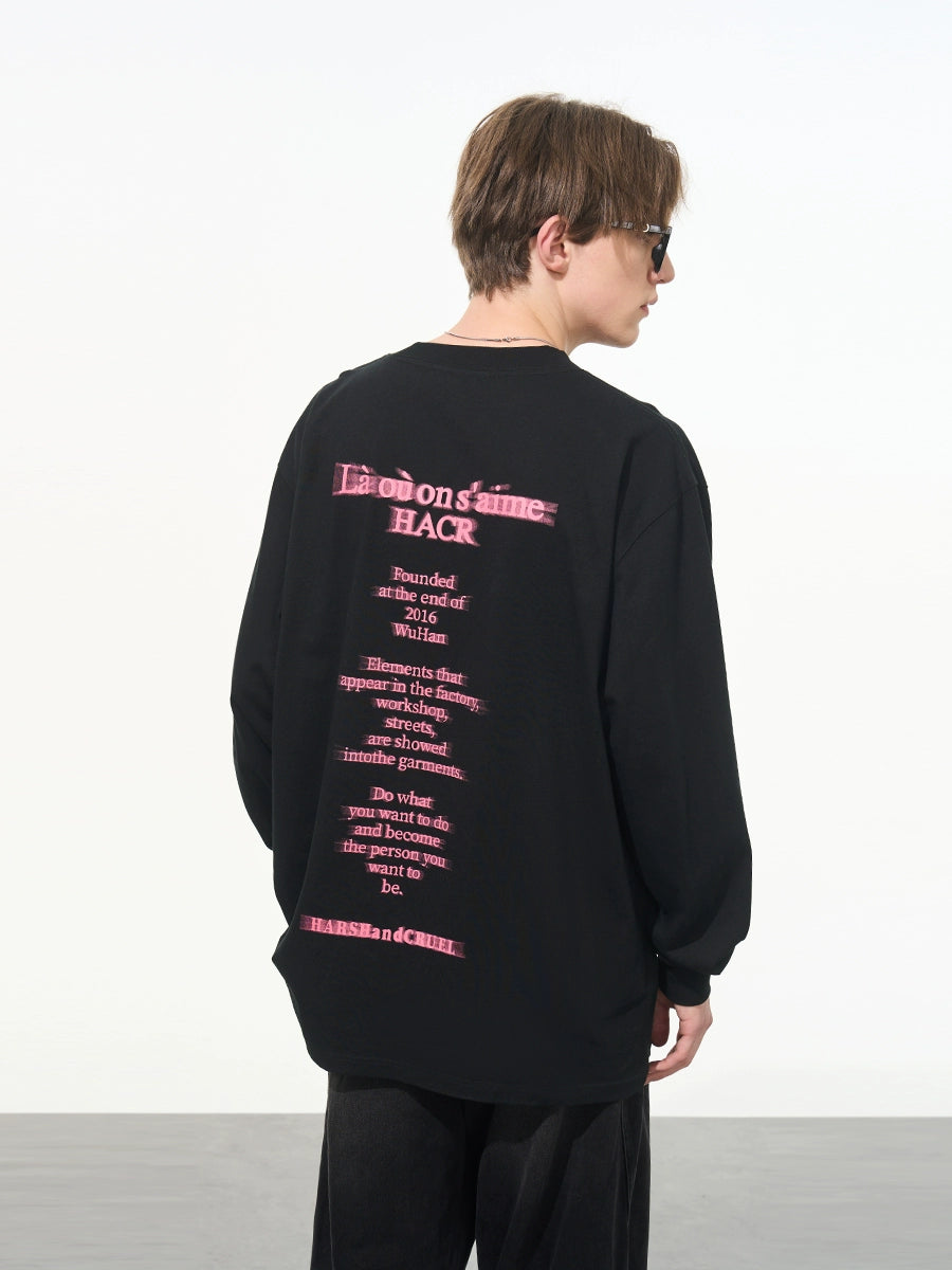 Harsh and Cruel Phantom Pink Color Clash Long Sleeve Tee