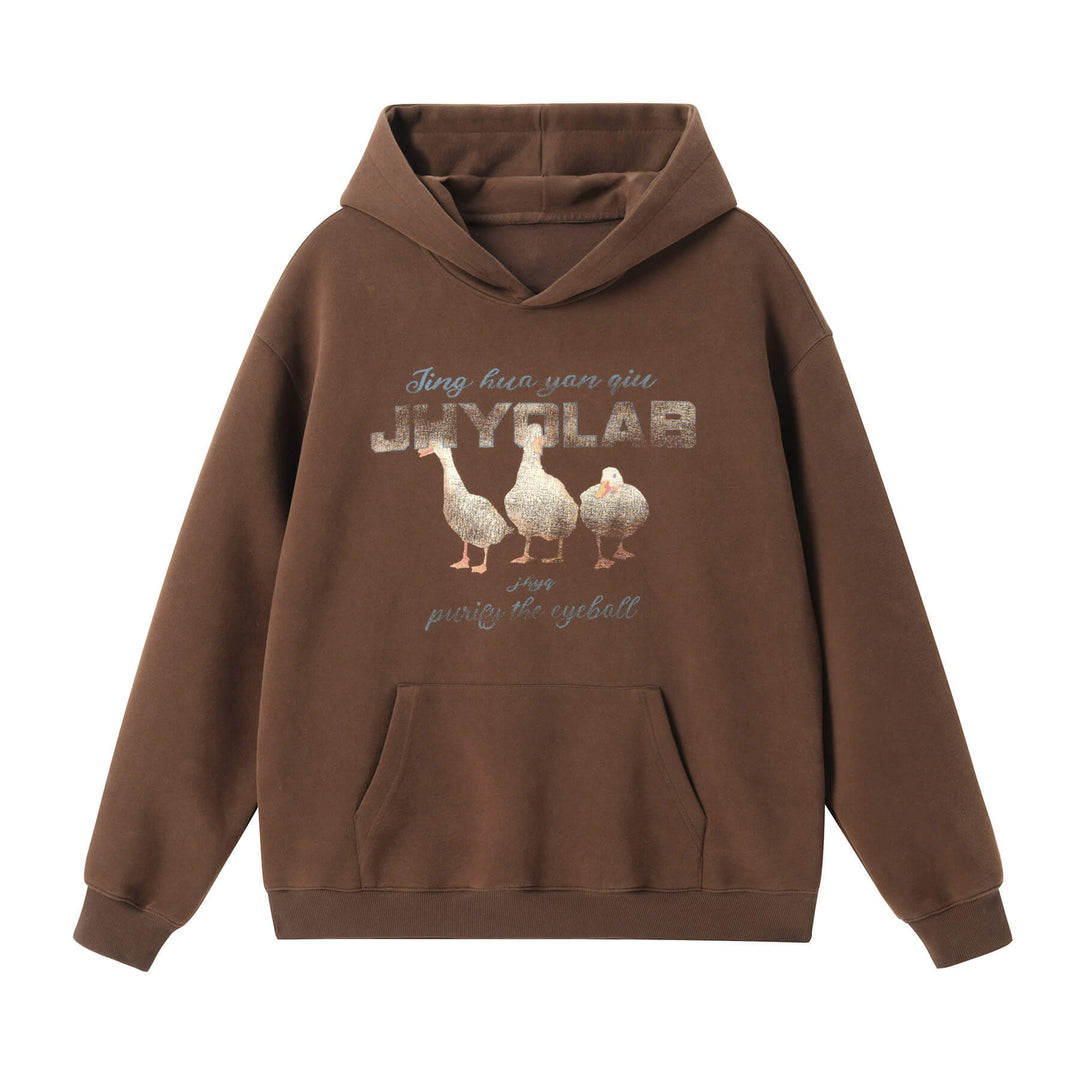 JHYQ Vintage Lucky Duck Print Hoodie | Face 3 Face