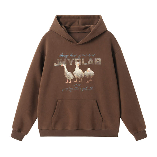JHYQ Vintage Lucky Duck Print Hoodie | Face 3 Face