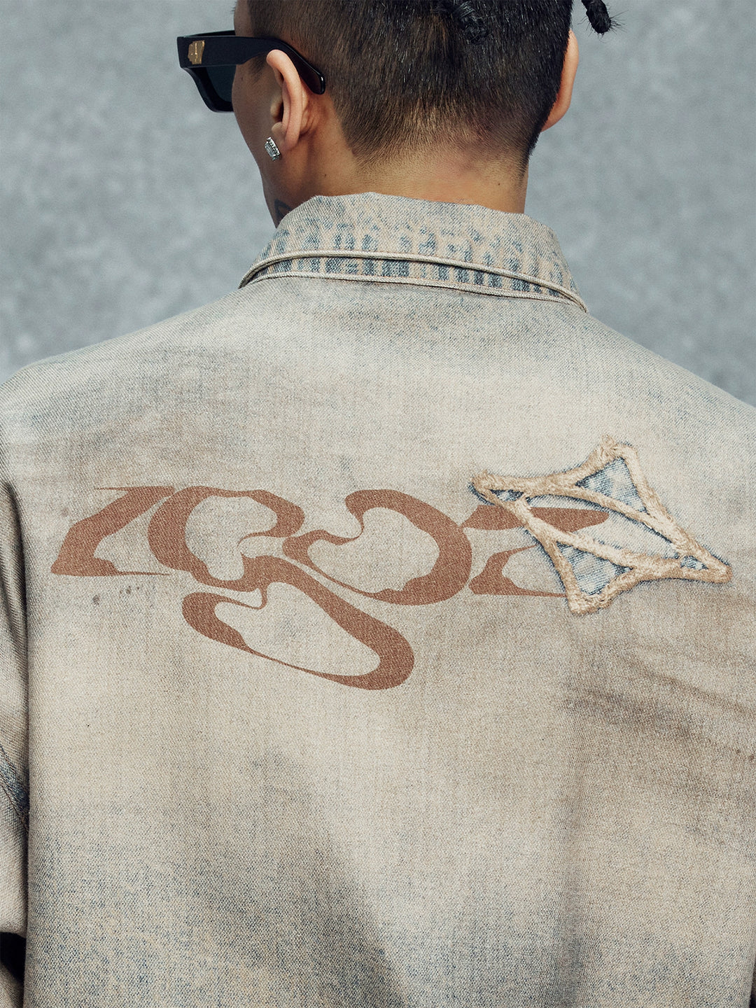 1807 Rust Aged Digital Print Denim Long Sleeve Shirt | Face 3 Face