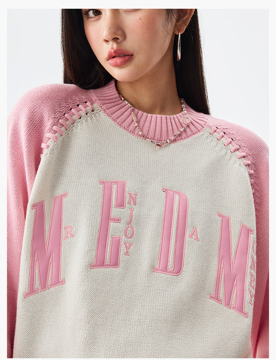 MEDM Color-Blocked Raglan Sleeve Knit Sweater | Face 3 Face