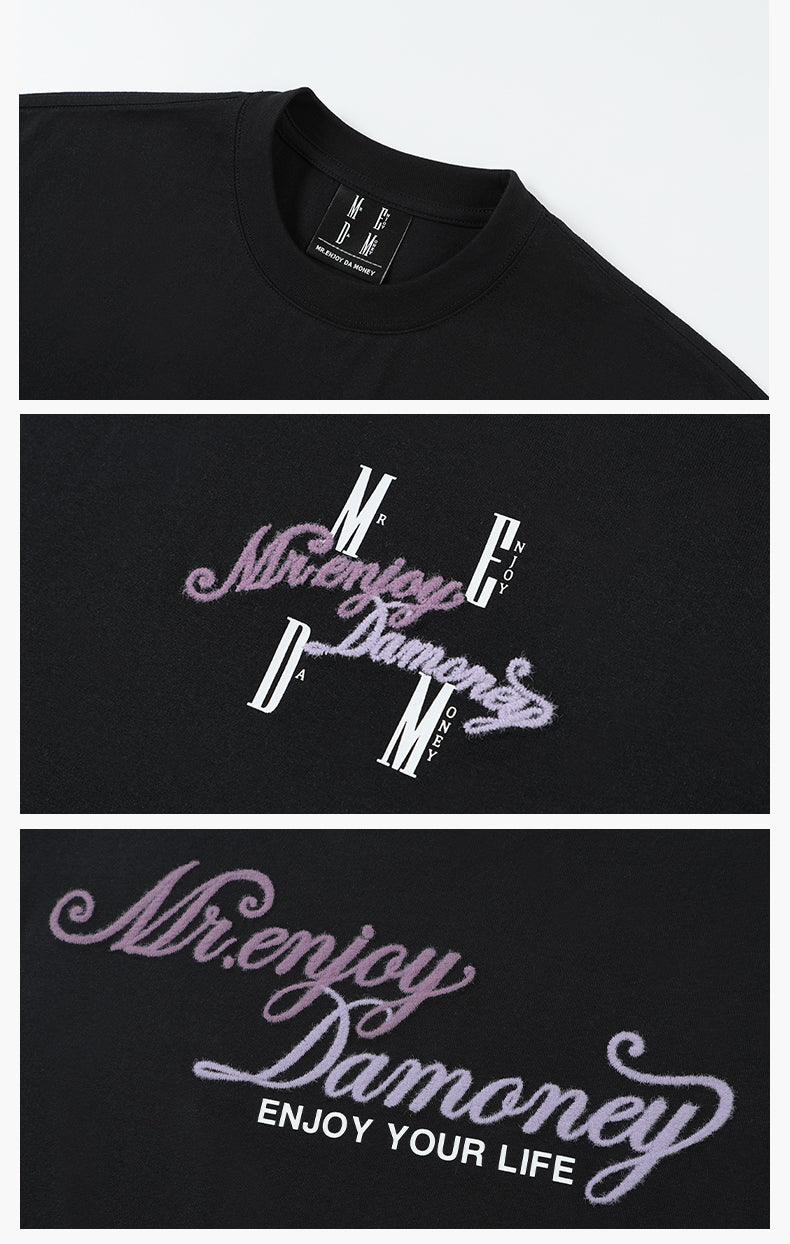 MEDM Fuzzy Embroidered Print Logo Tee | Face 3 Face