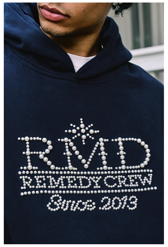 Remedy RMD Pearl Letter Embroidered Hoodie | Face 3 Face