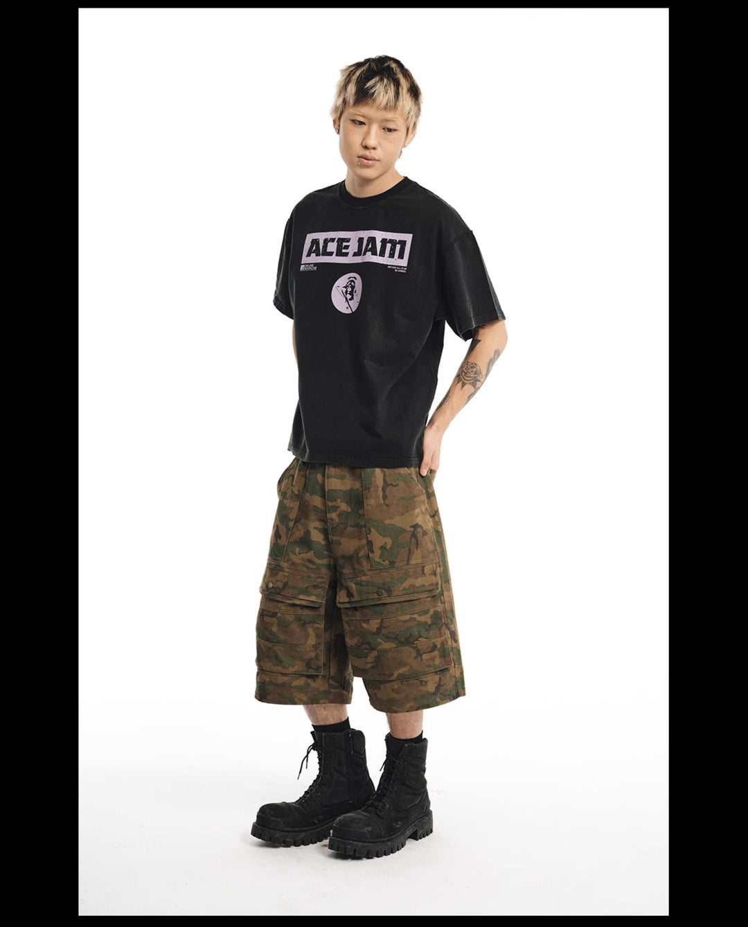 NOVACAM ACE JAM Vintage Washed Black Stitch Tee | Face 3 Face