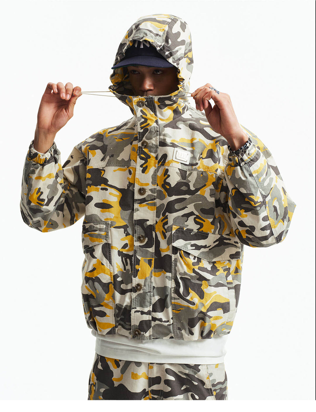 MEDM Custom Color Blocked Camo Hooded Jacket | Face 3 Face