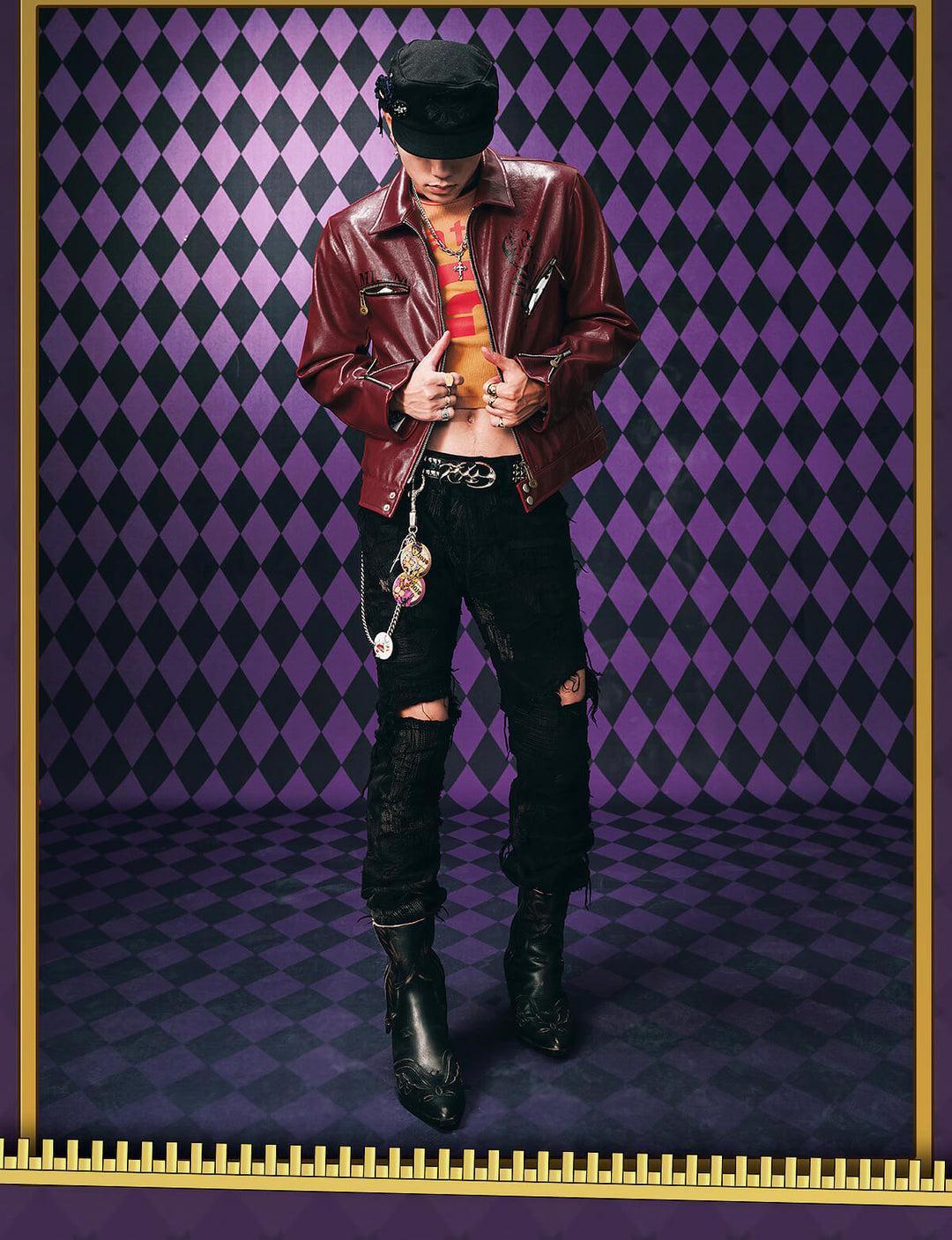 MEDM × JOJO PU Leather Biker Jacket | Face 3 Face