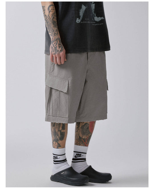 F2CE Cargo Pocket Distressed Baggy Shorts | Face 3 Face