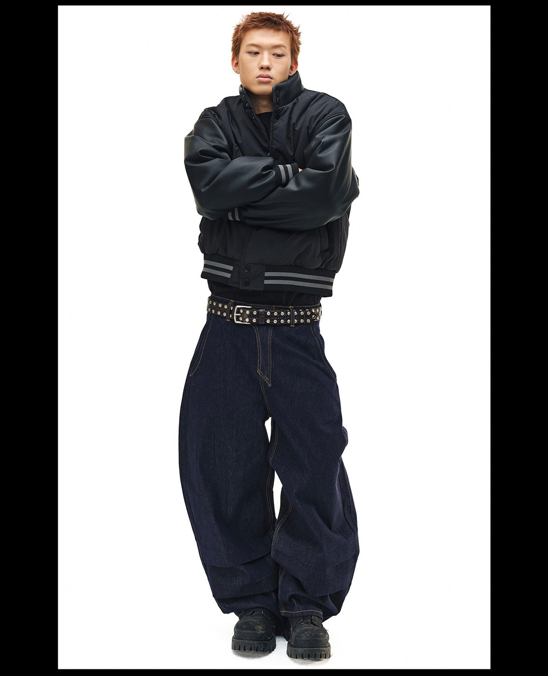 NOVACAM Blade Detail Folded Baggy Jeans | Face 3 Face