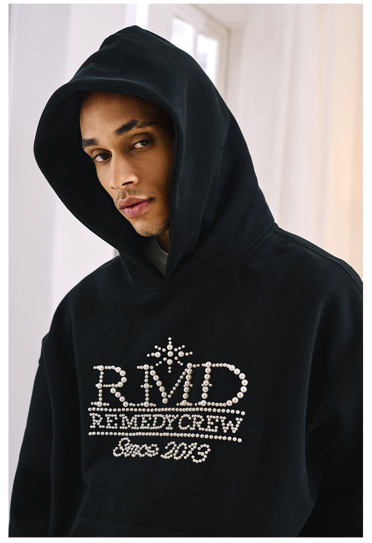 Remedy RMD Pearl Letter Embroidered Hoodie | Face 3 Face