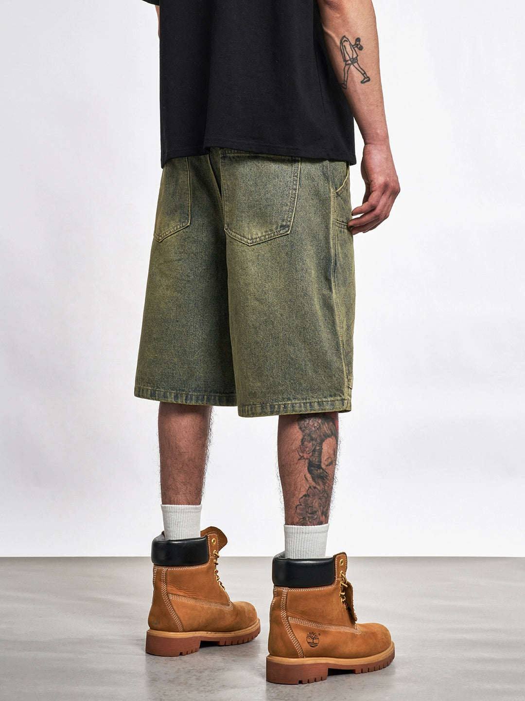 F3F Select Double Knee Line Stitch Denim Shorts | Face 3 Face