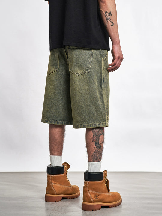 F3F Select Double Knee Line Stitch Denim Shorts | Face 3 Face
