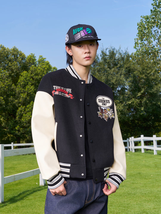 AFGK Star Angel Embroidered Varsity Jacket | Face 3 Face