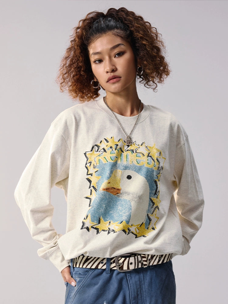 Remedy Duck and Star Aged Print Long Sleeve Tee | Face 3 Face