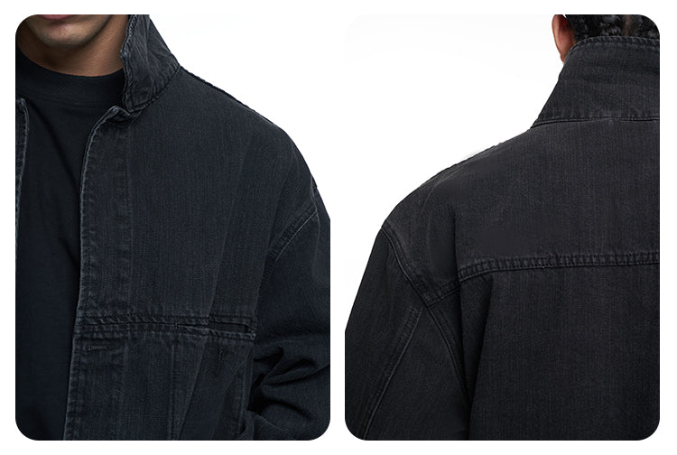 F3F Select Classic Black Washed Denim Jacket | Face 3 Face