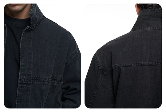 F3F Select Classic Black Washed Denim Jacket | Face 3 Face