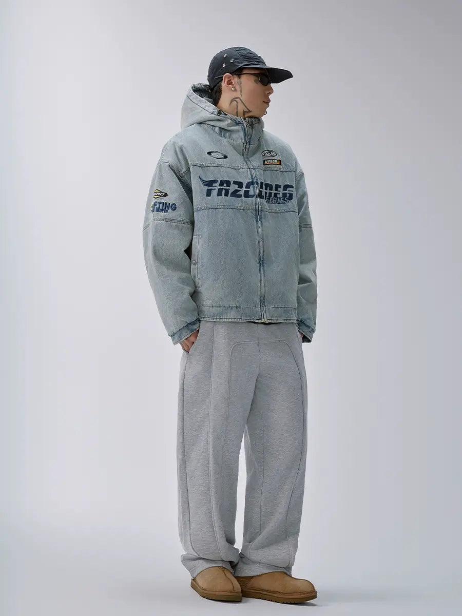 F2CE Racing Embroidered Vintage Washed Denim Jacket | Face 3 Face