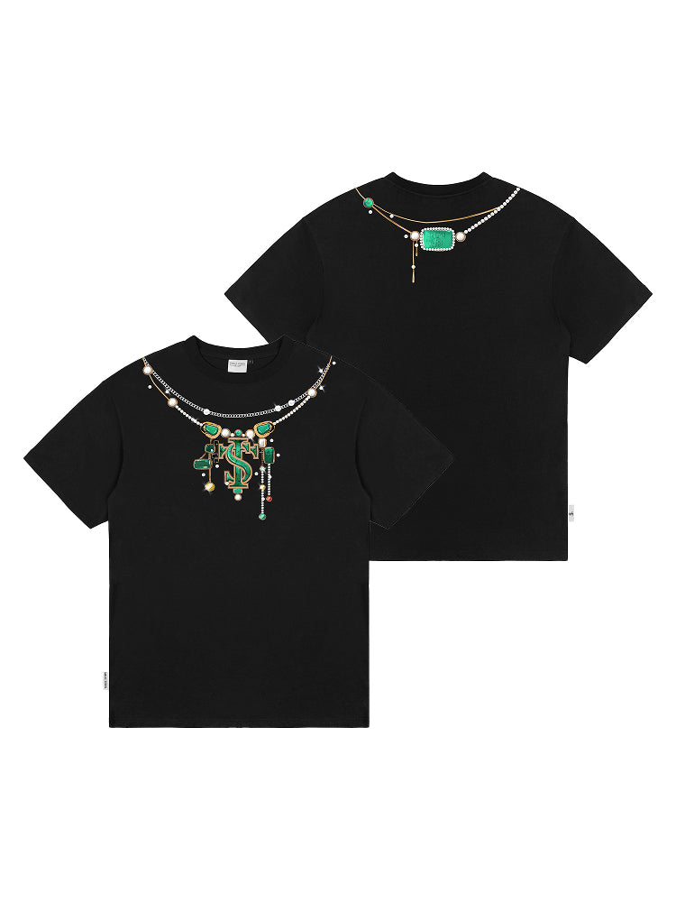 Small Town Kid 3D Digital Turquoise Pearl Necklace Print Tee | Face 3 Face